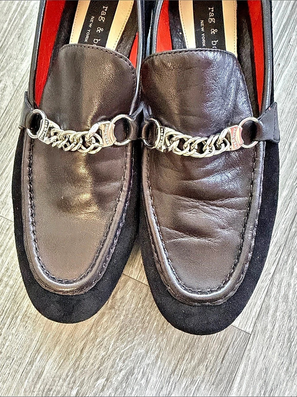 rag & bone Cooper Loafer Chain Flats Brown & Black EU 37 US 7 - Picture 2 of 10